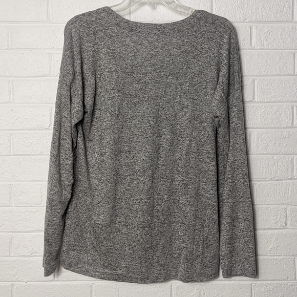 Rails Leigh V Neck Velvet Tie Heathered Melange Grey Sweater Top - Picture 5 of 5